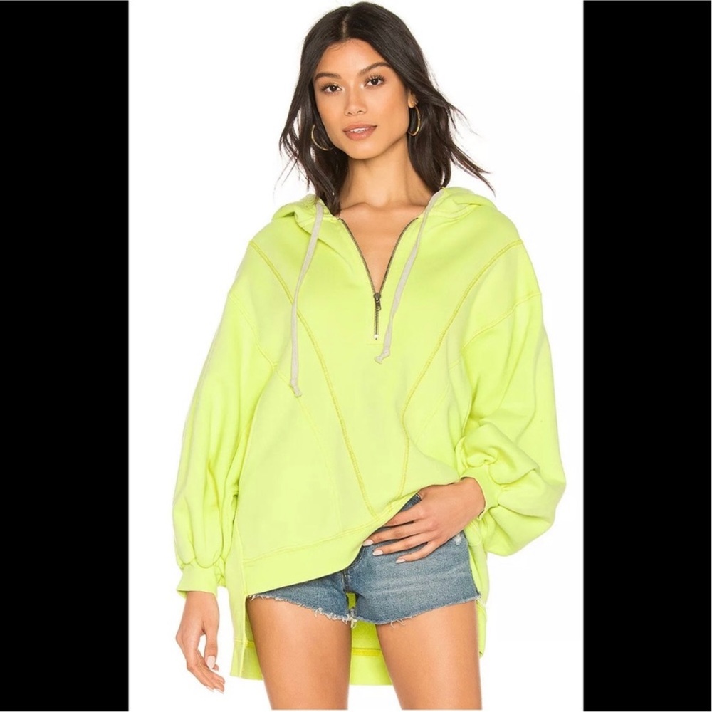 Free People High Road Pullover Sweatshirt Dolman Sleeve Lime XSmall XS NWT